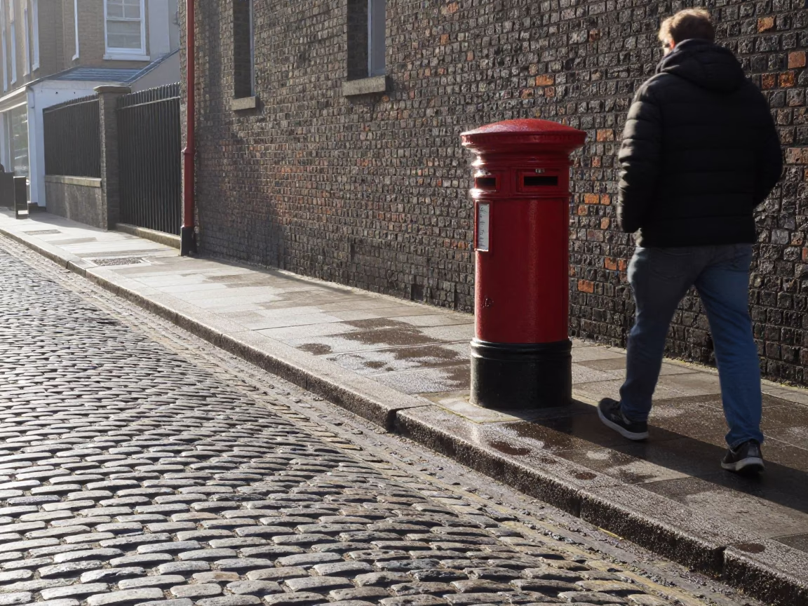 Cobblestone Street just after sunrise in Dublin in in Dublin, Ireland