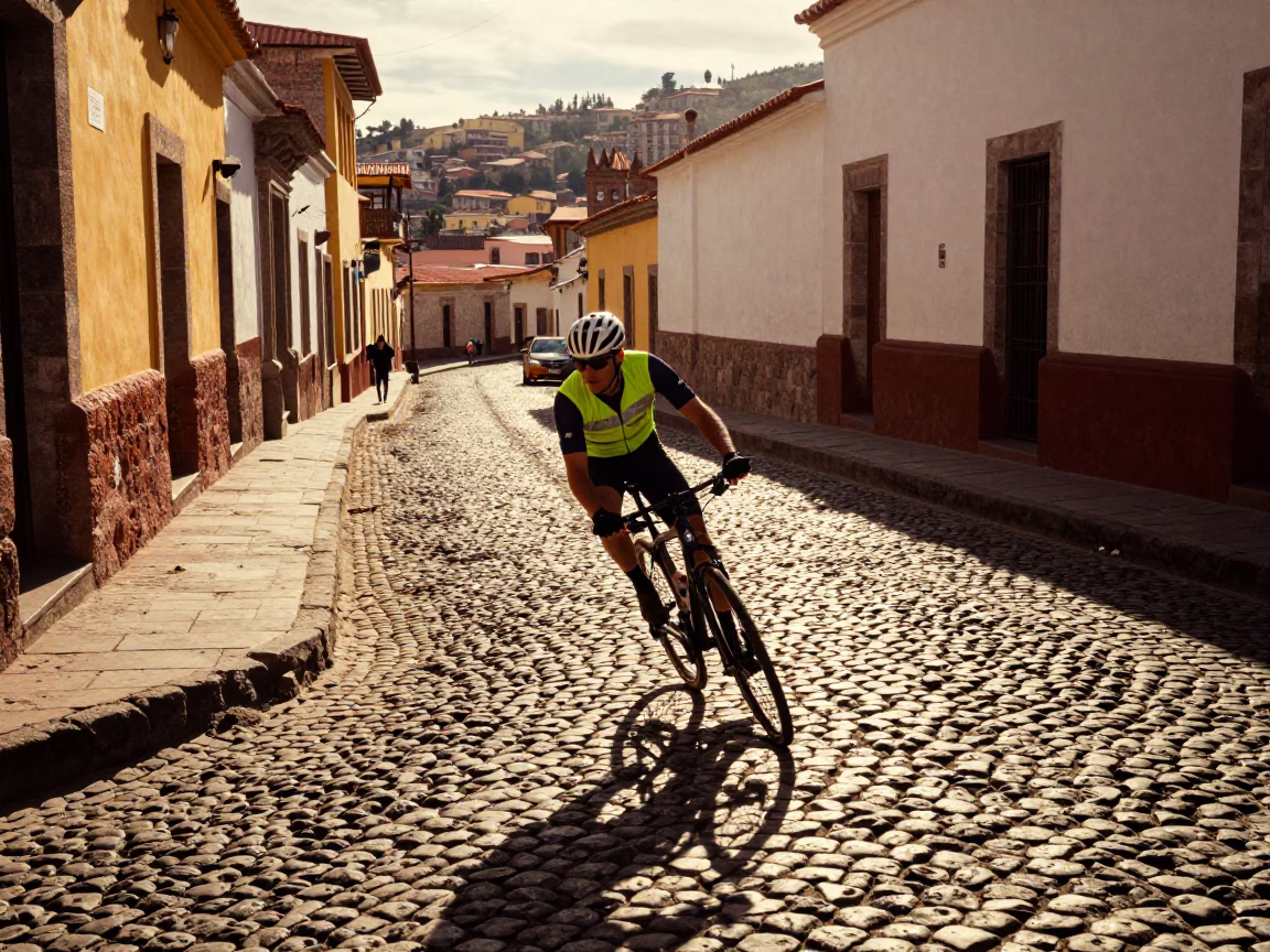 Cobblestone Turn in La Paz in in La Paz, Bolivia