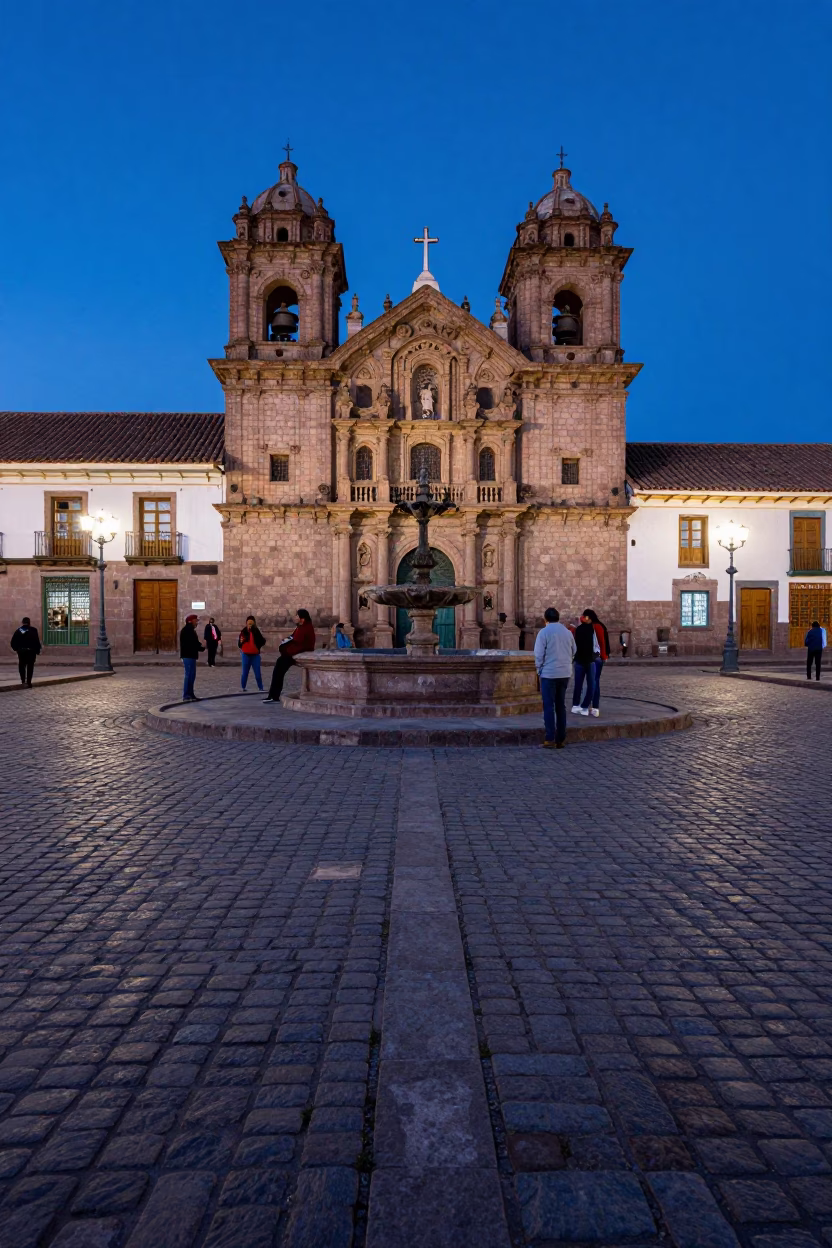 Cobblestones in Cusco at The Last Blue Light Of Evening in in Cusco, Peru
