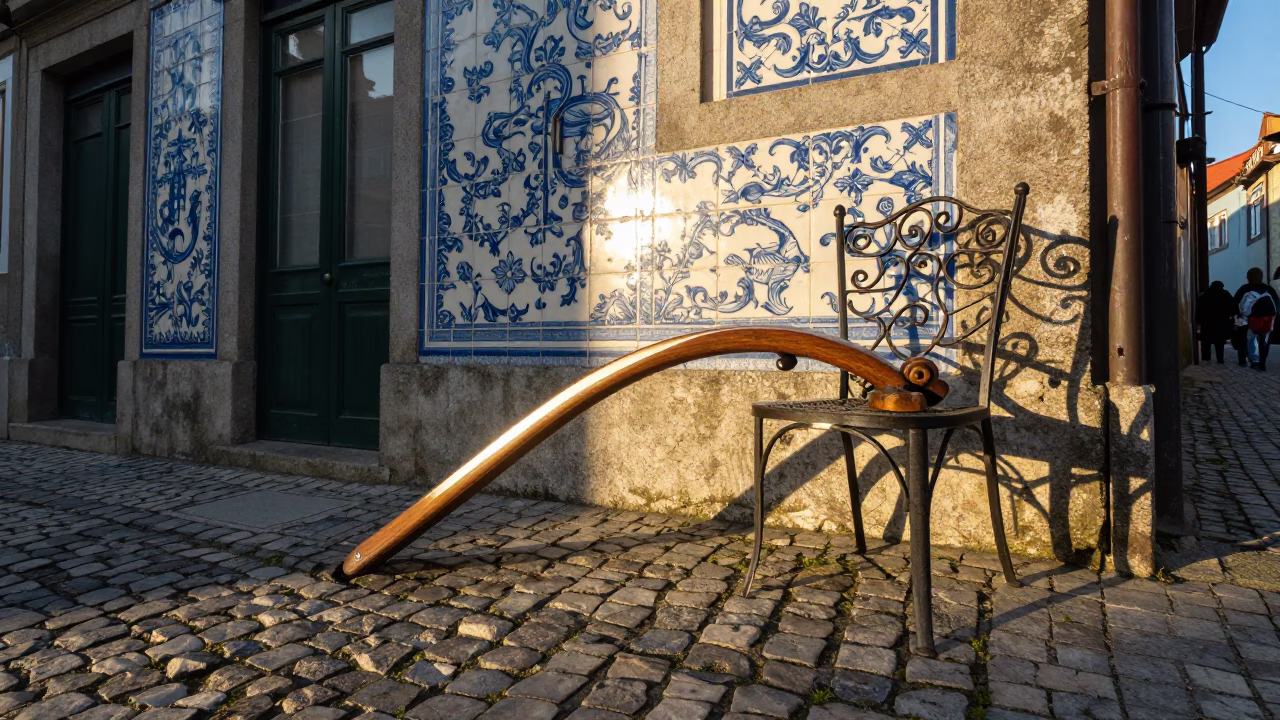 Cobblestones just after sunrise in Porto in in Porto, Portugal