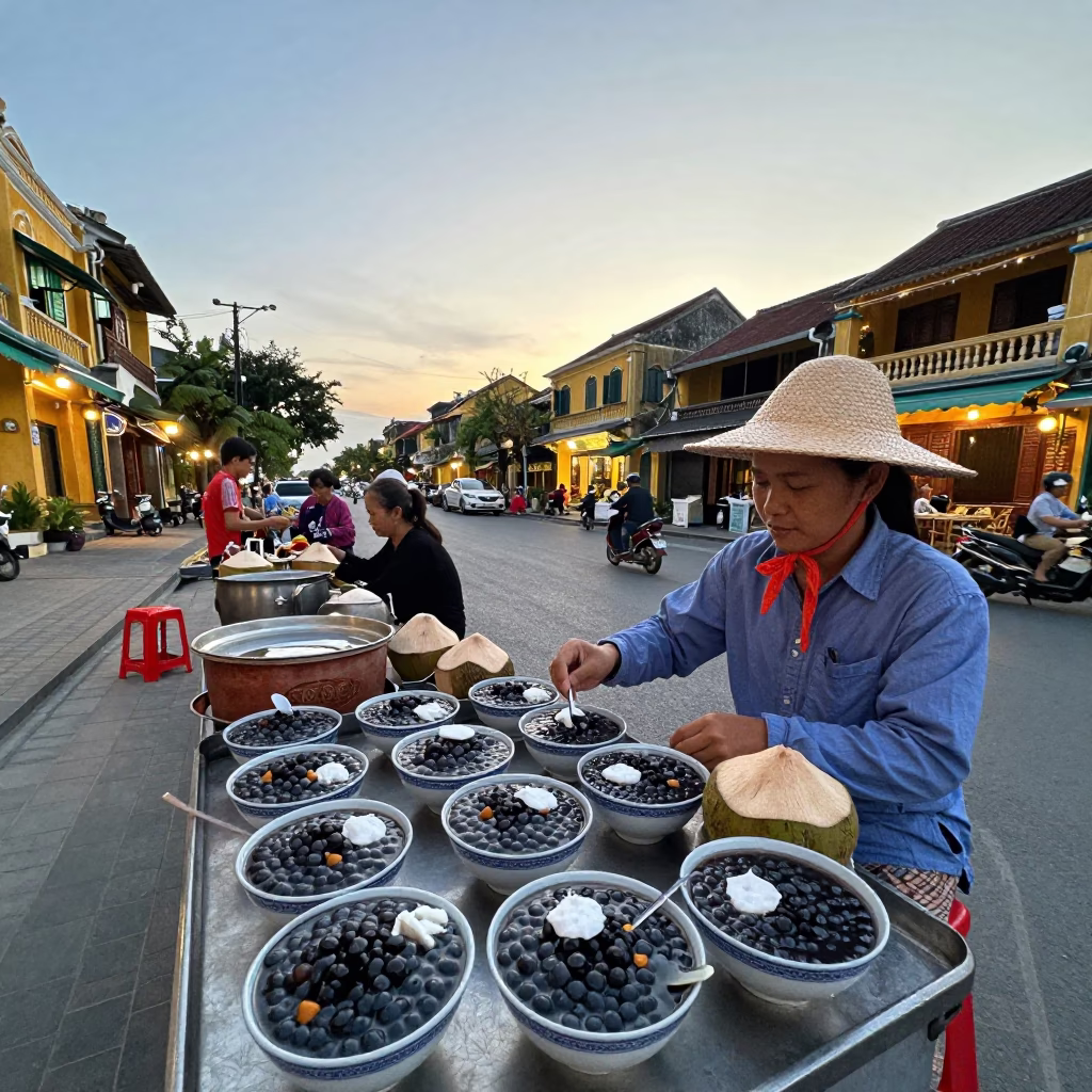 Coconut Dessert at Nautical Dawn Light in Hoi An in in Hoi An, Vietnam