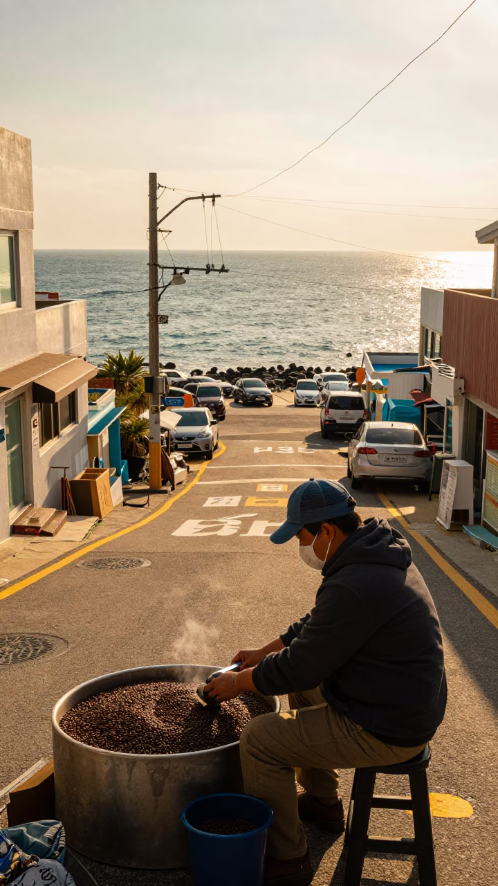 Coffee Beans in Busan at Late Afternoon Light in in Busan, South Korea