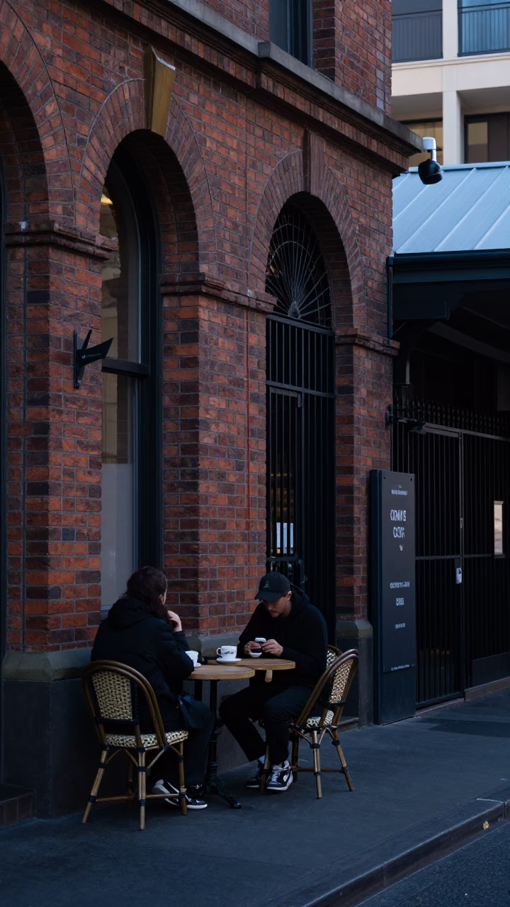 Coffee Culture in Melbourne at Sunrise Light in in Melbourne, Victoria, Australia