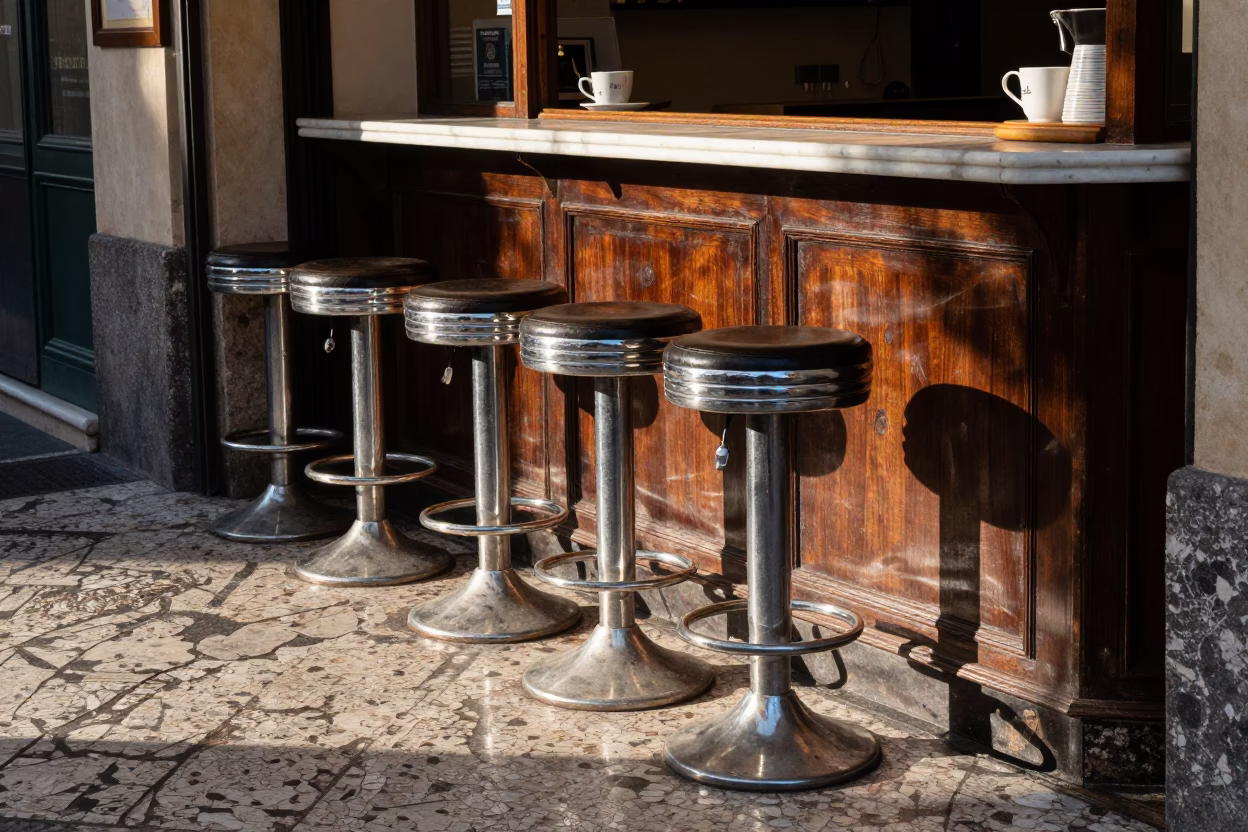 Coffee Culture in Palermo at As First Light Reaches The Scene in in Palermo, Italy