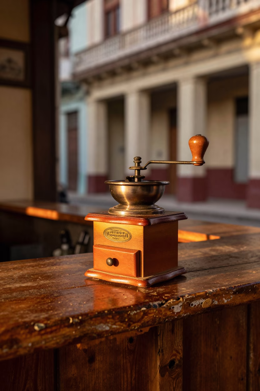Coffee Grinder in Havana at Honeyed Evening Light in in Havana, Cuba