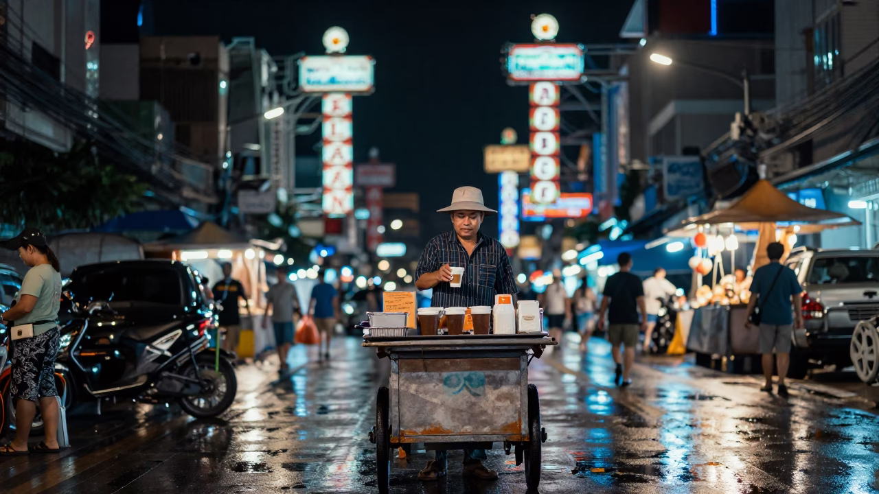 Coffee in Bangkok at The Deepest Night Sky Light in in Bangkok, Thailand