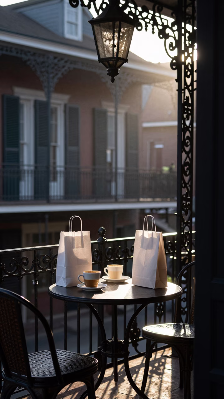 Coffee in New Orleans at First Light Of Dawn in in New Orleans, Louisiana, United States