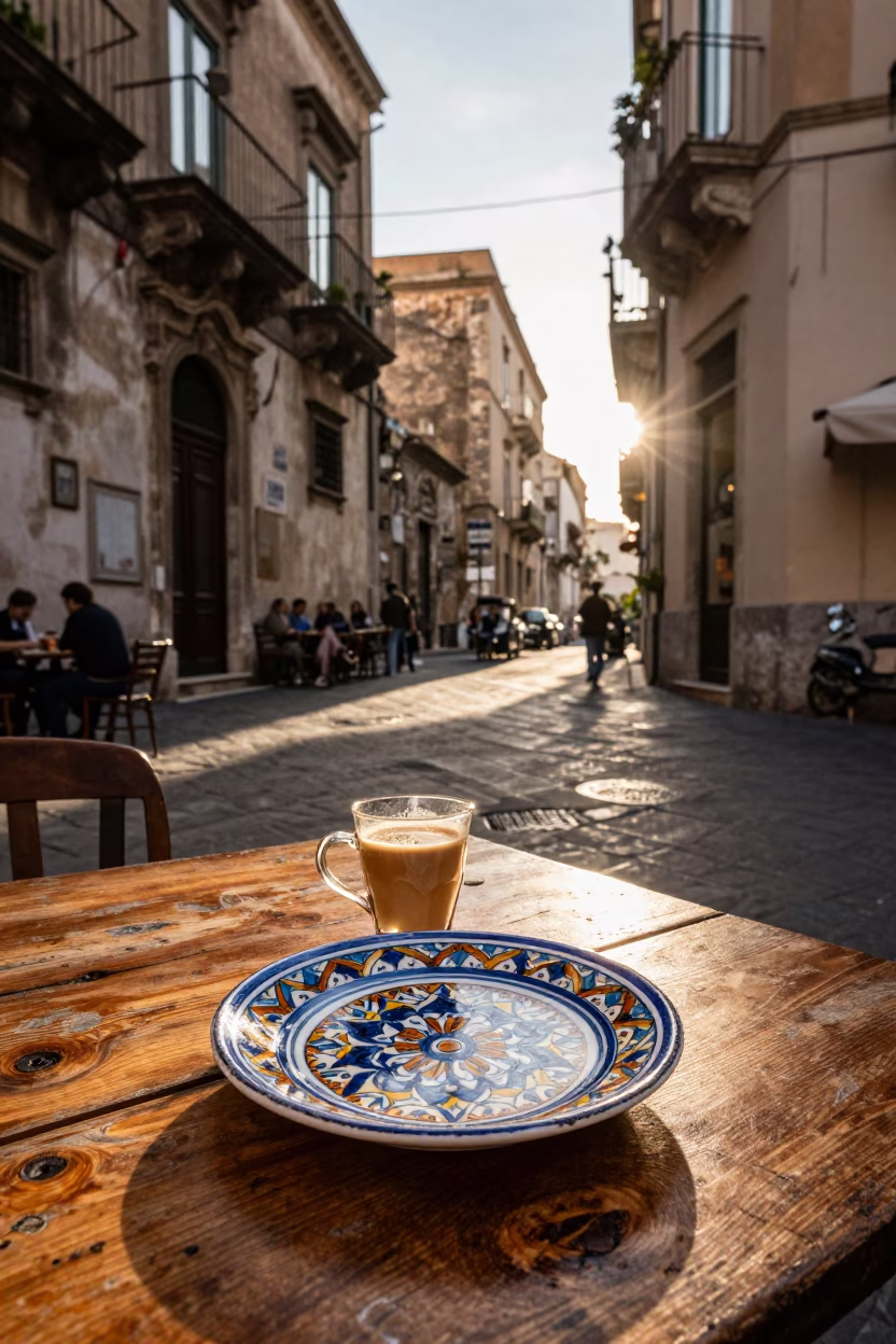 Coffee in Palermo at The Late Afternoon Light in in Palermo, Italy