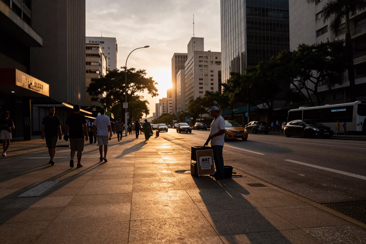 Coffee in São Paulo at Copper-toned Light Before Dusk in in São Paulo, Brazil