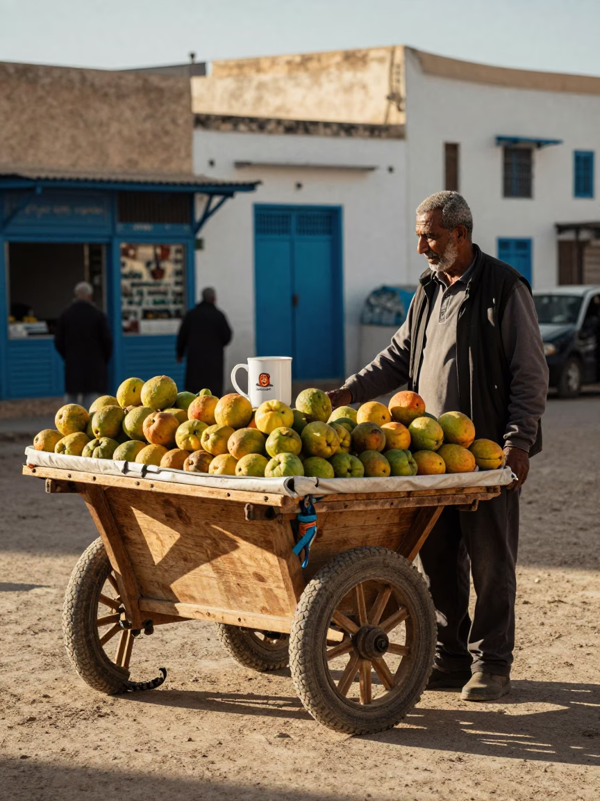 Coffee Mug in Tunis at Clear Late-afternoon Light in in Tunis, Tunisia