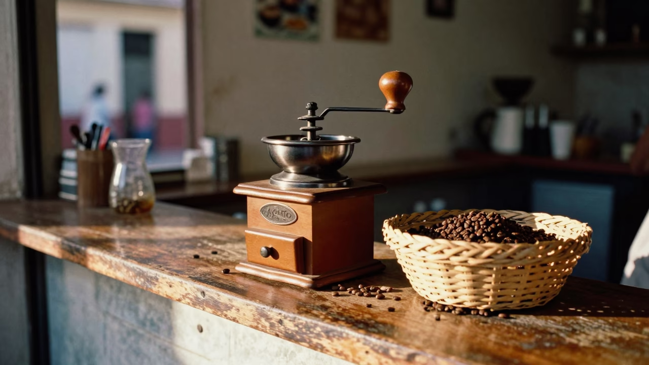 Coffee Routine in Havana at As First Light Reaches The Scene in in Havana, Cuba