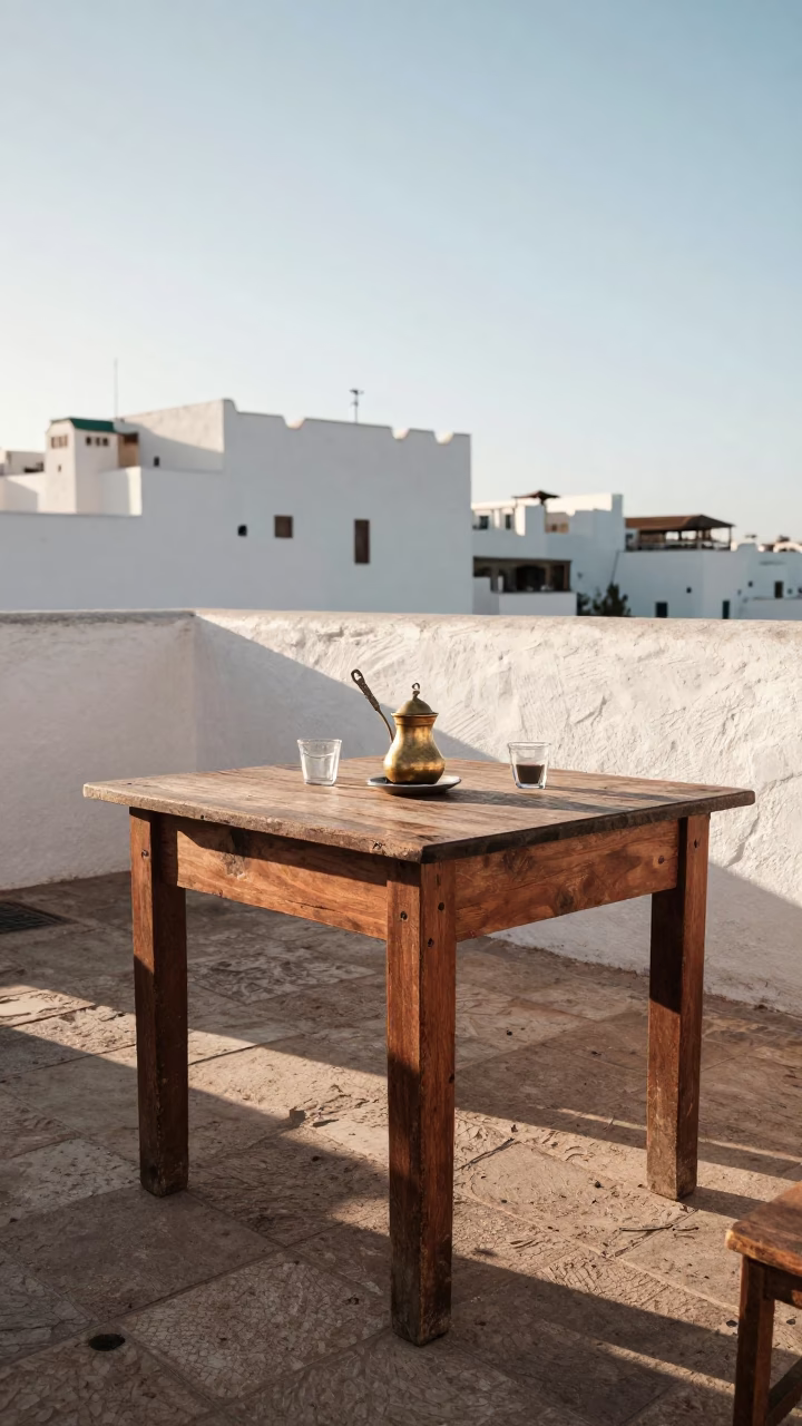 Coffee Service just after sunrise in Essaouira in in Essaouira, Morocco