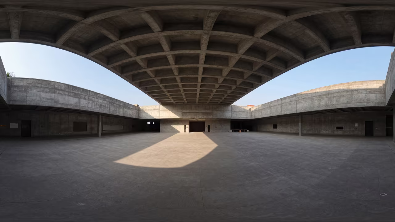 Coffered Concrete Roof Terrace Atrium Monterrey in inside a vaulted atrium in Monterrey