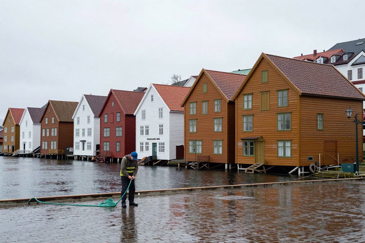 Coiling Rope in Bergen in in Bergen, Norway