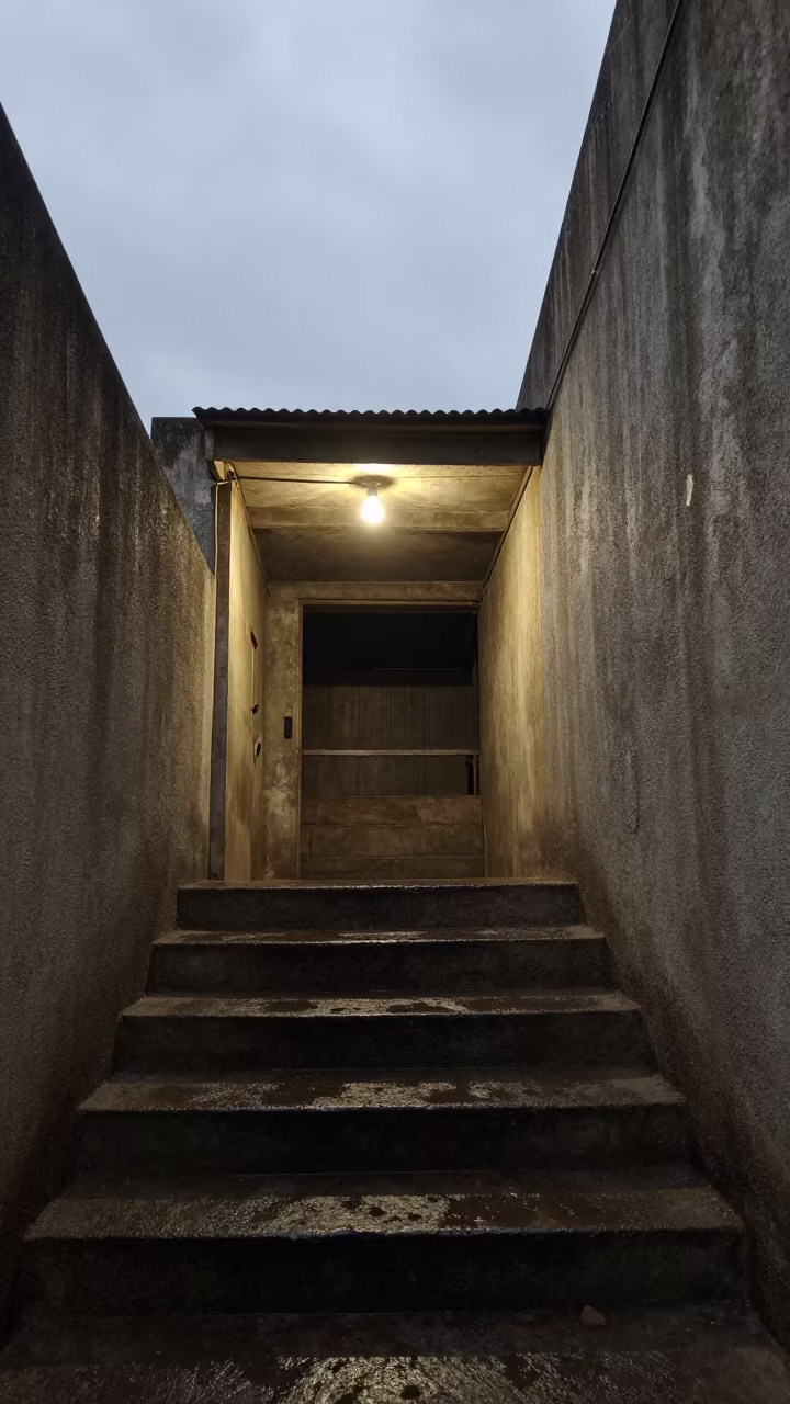 Coimbatore Metro Staircase Wet Season Light in outside a metro entrance in Coimbatore