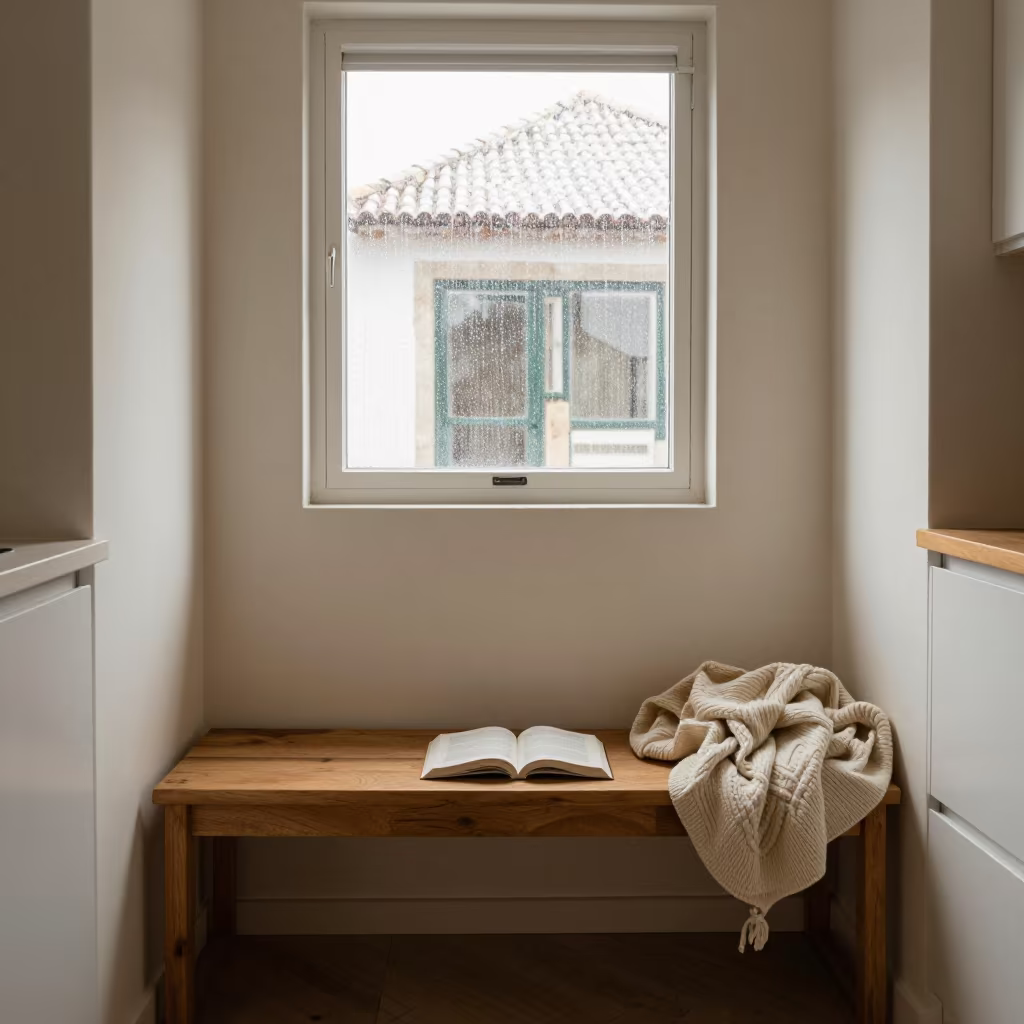 Coimbra Kitchen Reading Nook Morning Light in in a cozy kitchen in Coimbra