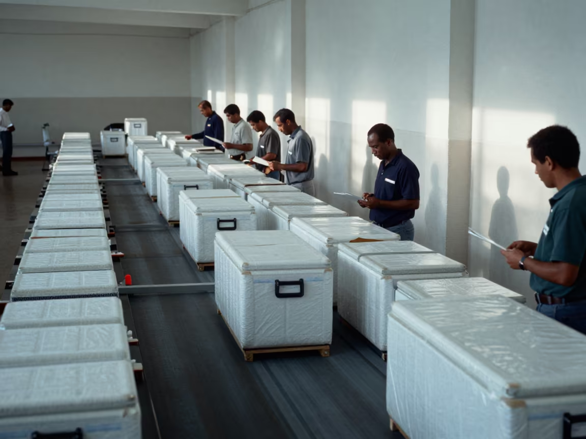 Cold Chain Logistics Coolers on Sorting Belt Ikere in at a parcel sorting belt in Ikere