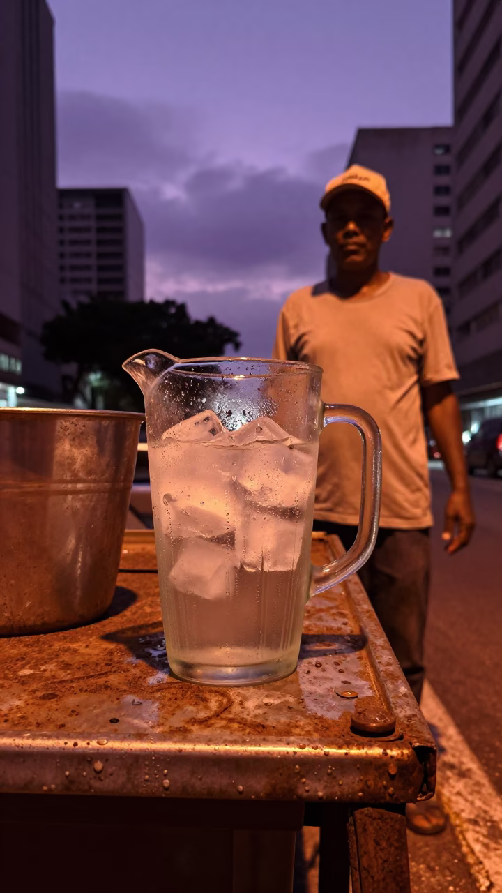 Cold Drinks in São Paulo at Copper-toned Light Before Dusk in in São Paulo, Brazil