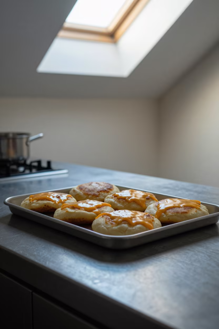Colombian Arepas Cheese Filled on Kitchen Worktop in on a kitchen worktop in Mufulira