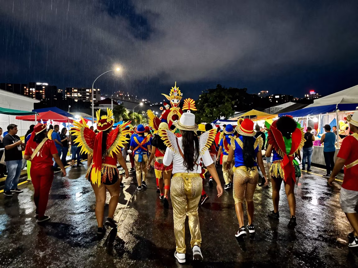 Colombian Carnival Parade Night Market Salvador in at a night market in Salvador