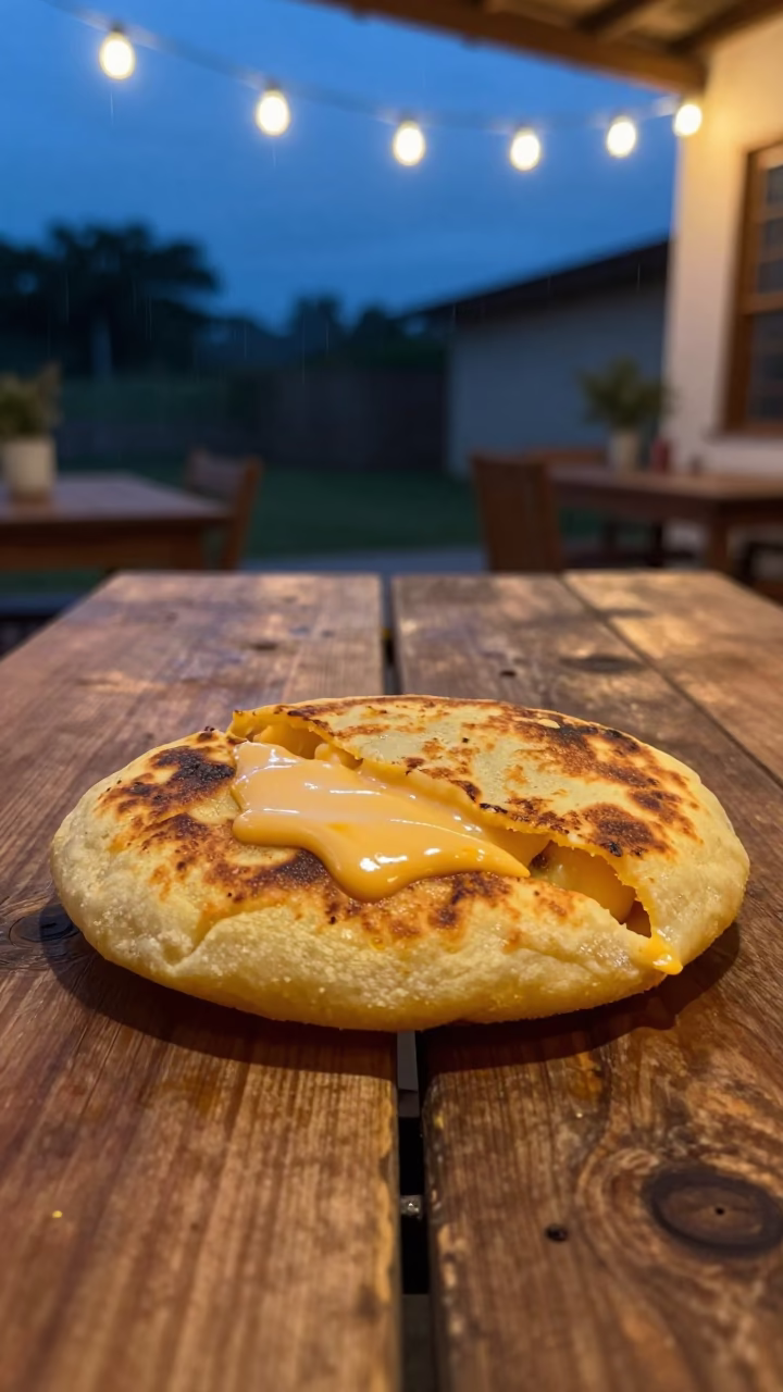 Colombian Cheese Arepas on Rustic Table in on a rustic wooden table in Luanda