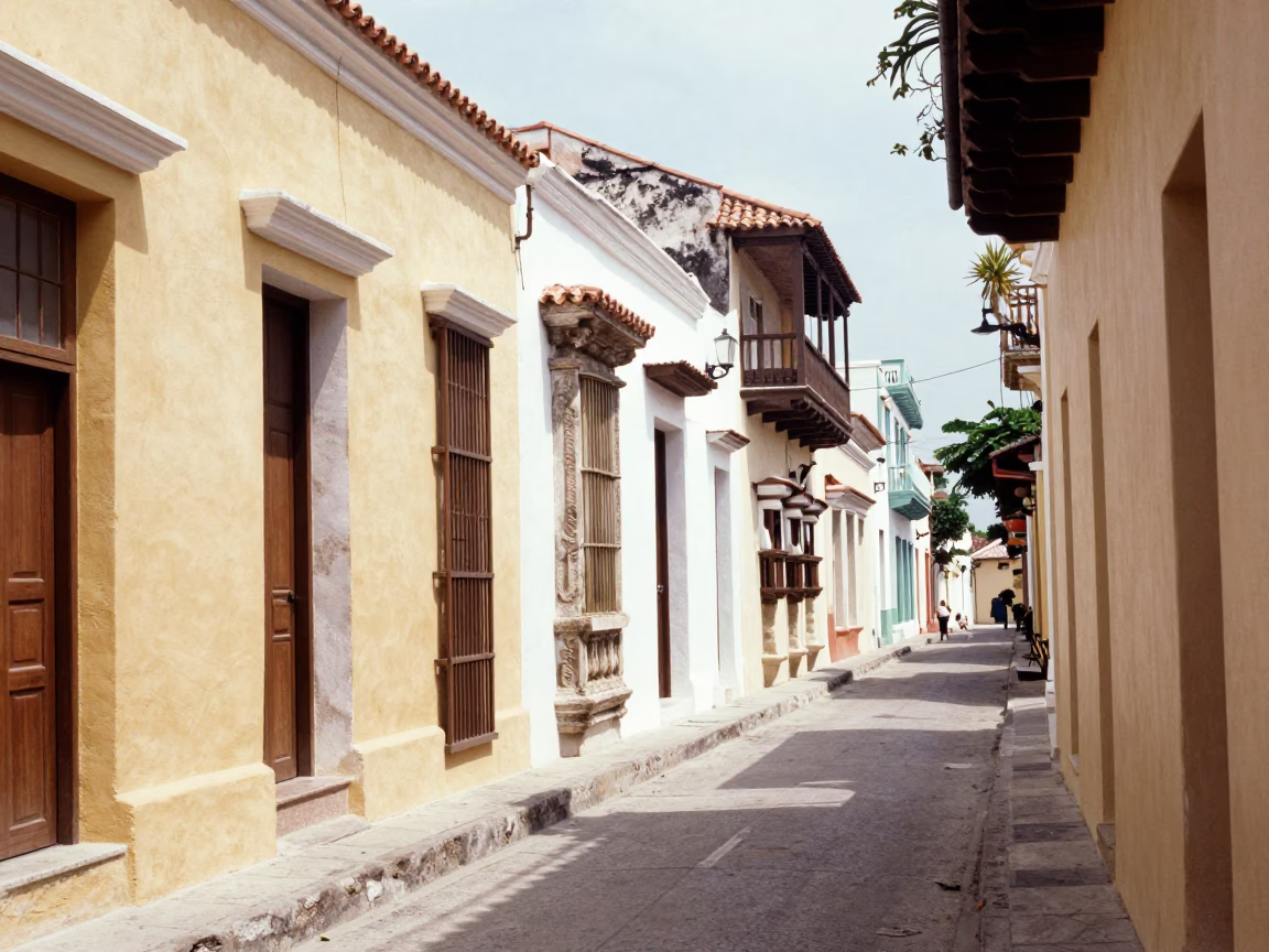 Colonial Alleyway in Cartagena in in Cartagena, Colombia