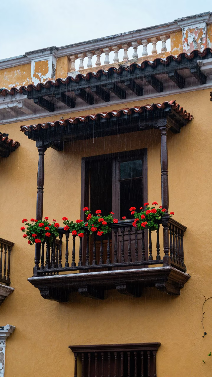 Colonial Balcony in Cartagena in in Cartagena, Colombia