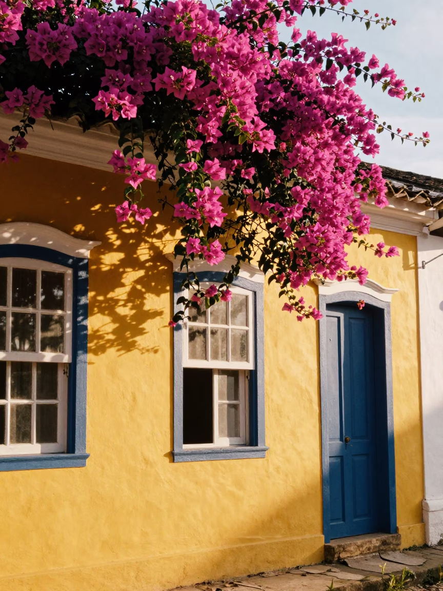 Colonial Facade in Salvador at The Late Morning Light in in Salvador, Brazil