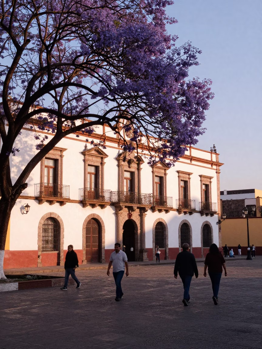 Colonial Plaza just after sunrise in Merida in in Merida, Mexico