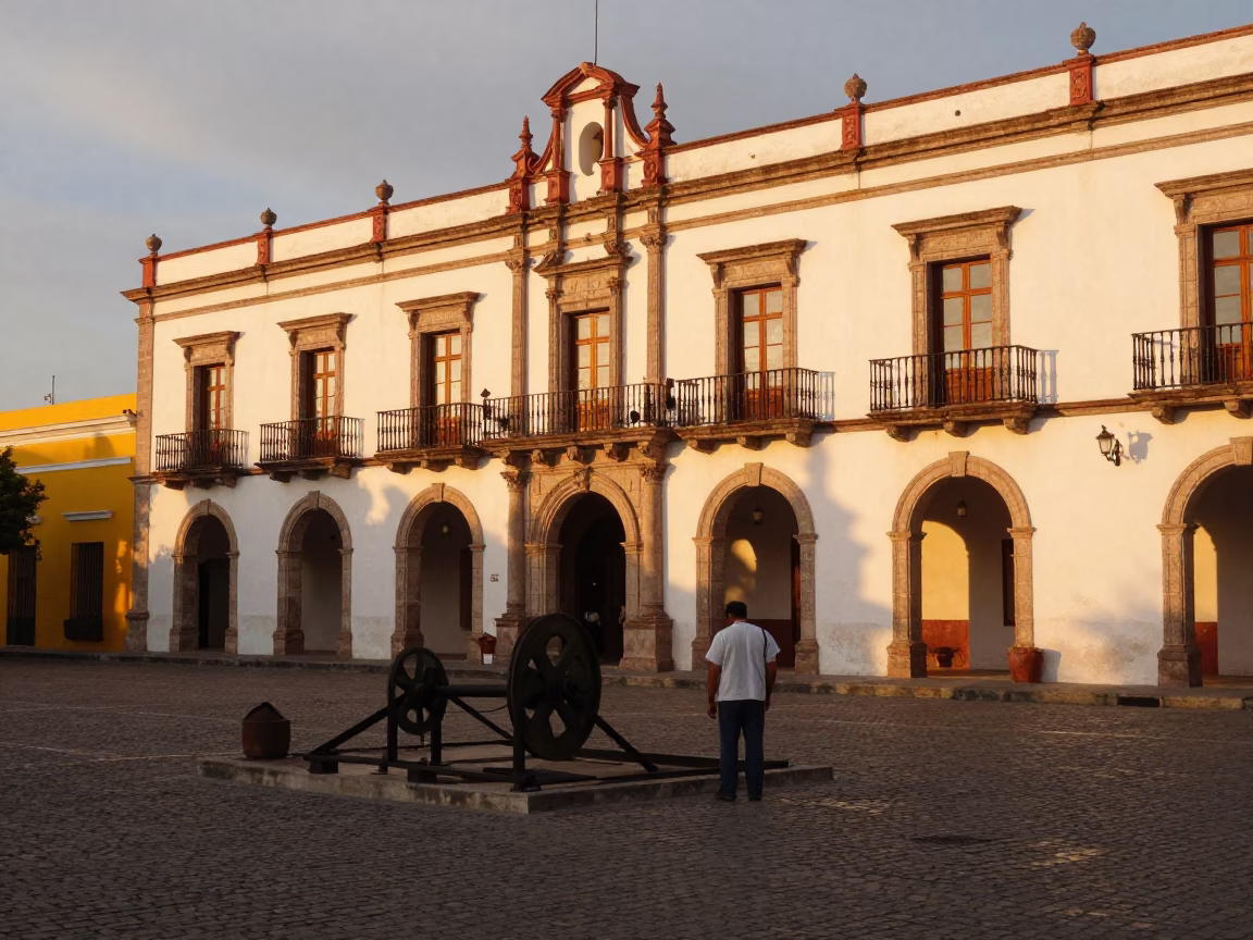 Colonial Plaza Merida Mexico Evening Light Street Scene in in Merida, Mexico