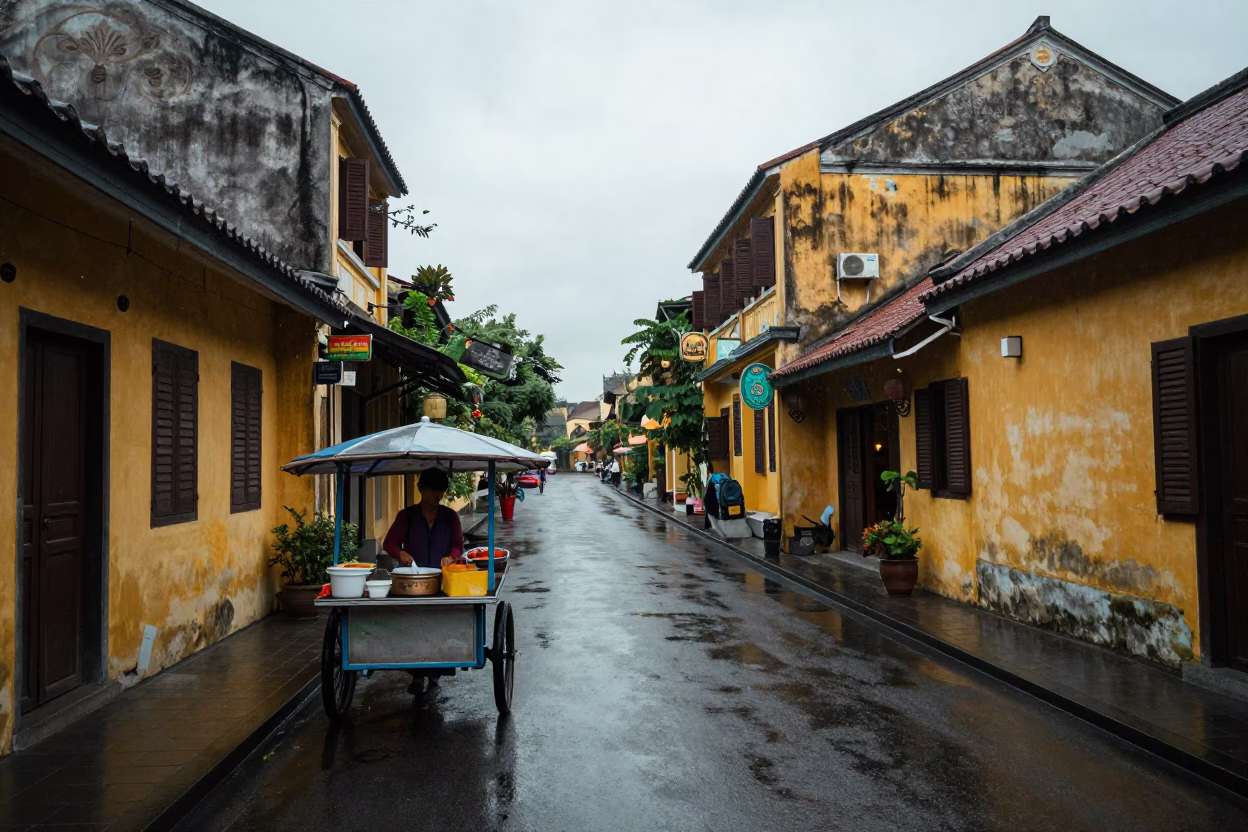 Colonial Street in Hoi An in in Hoi An, Vietnam