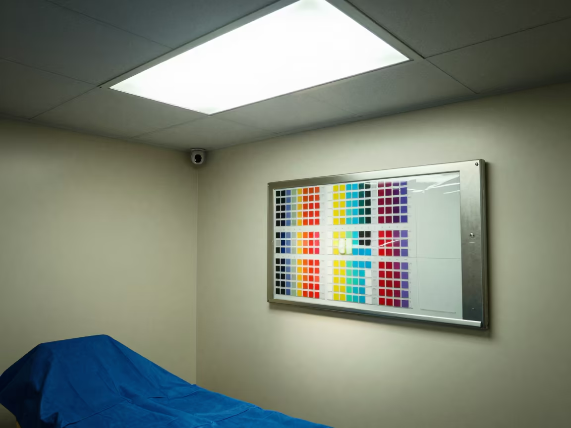 Color Chart Board in Puerto Vallarta Surgical Prep in in a surgical prep area in Puerto Vallarta