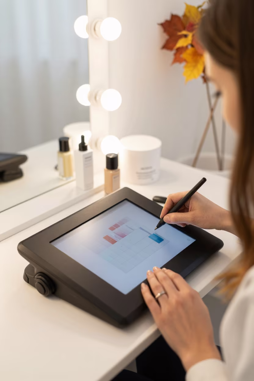 Color Correction Tablet Dock in Stuttgart Skincare Room in inside a skincare treatment room in Stuttgart