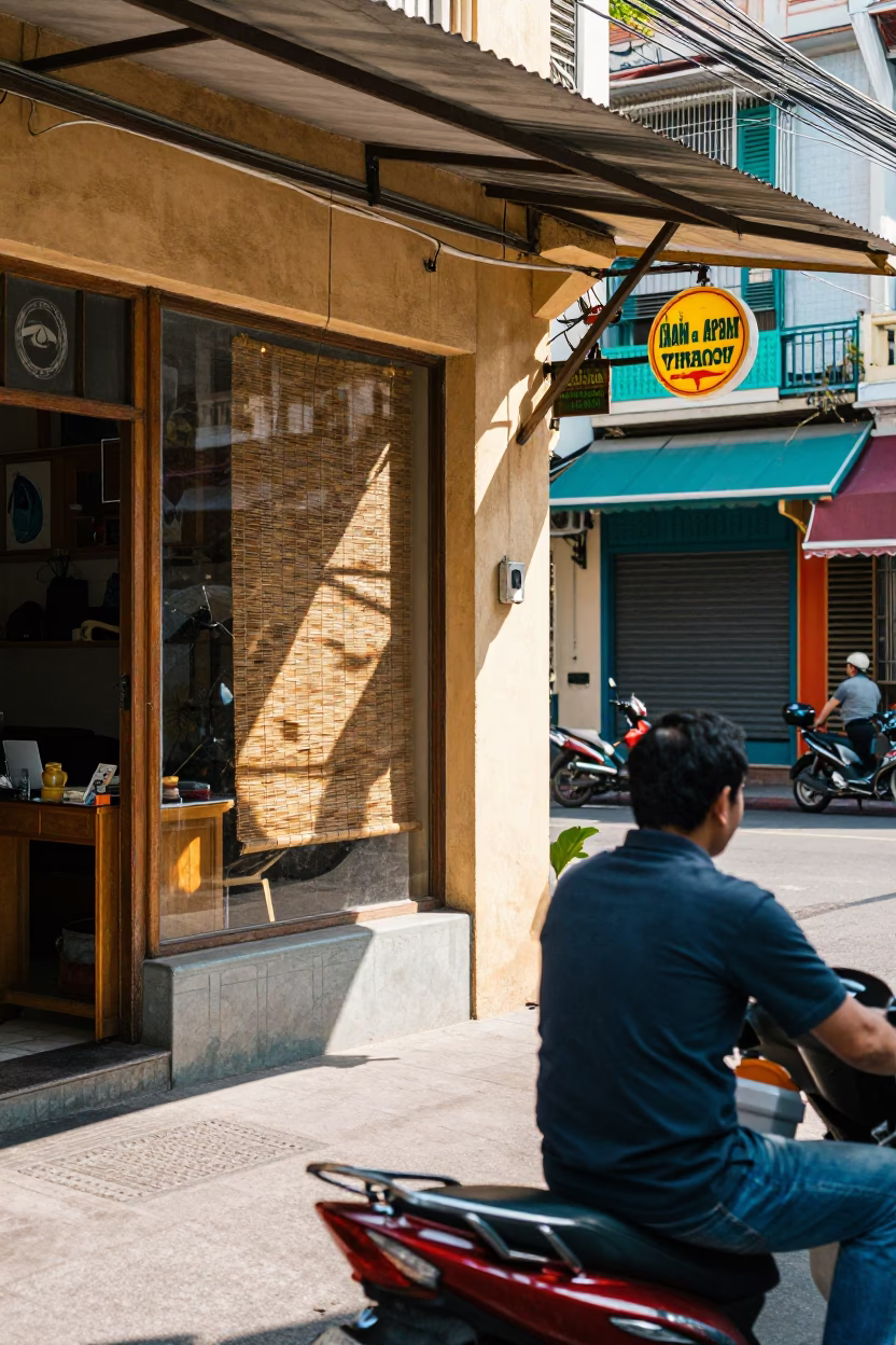 Colorful 1970s Ho Chi Minh City Street Scene with Sunlight and Local Life in in Ho Chi Minh City, Vietnam
