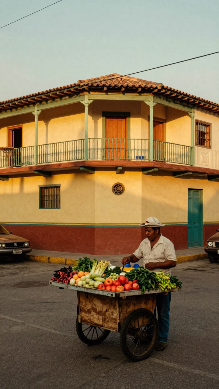 Colorful 1970s Street Scene in Medellin Colombia with Vintage Details in in Medellin, Colombia