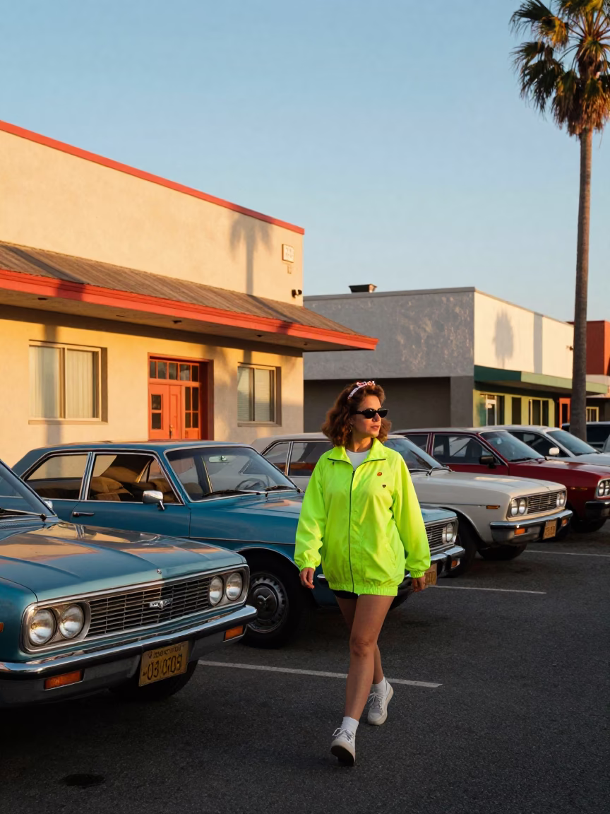 Colorful 1980s San Diego Street Scene with Vintage Details and Local Life in in San Diego, California, United States