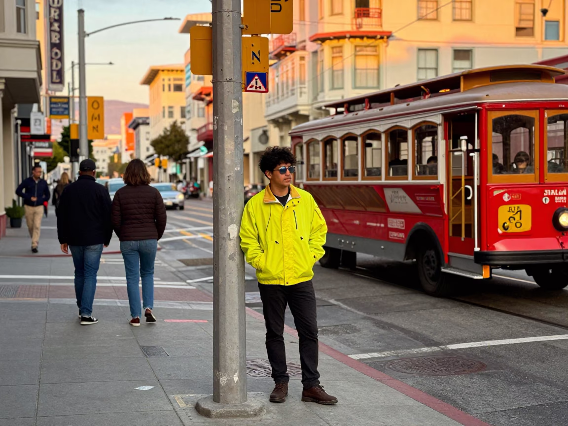 Colorful 1980s San Francisco Street Scene with Vintage Fashion and City Architecture in in San Francisco, California, United States