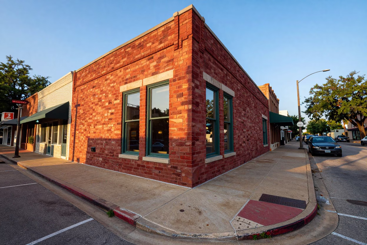 Colorful Austin Texas Early Afternoon Street Scene with Local Architecture and Pedestrians in in Austin, Texas, United States