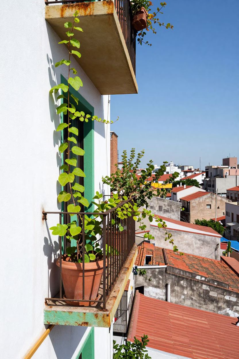 Colorful Balcony at Flat Noon Light in Buenos Aires in in Buenos Aires, Argentina