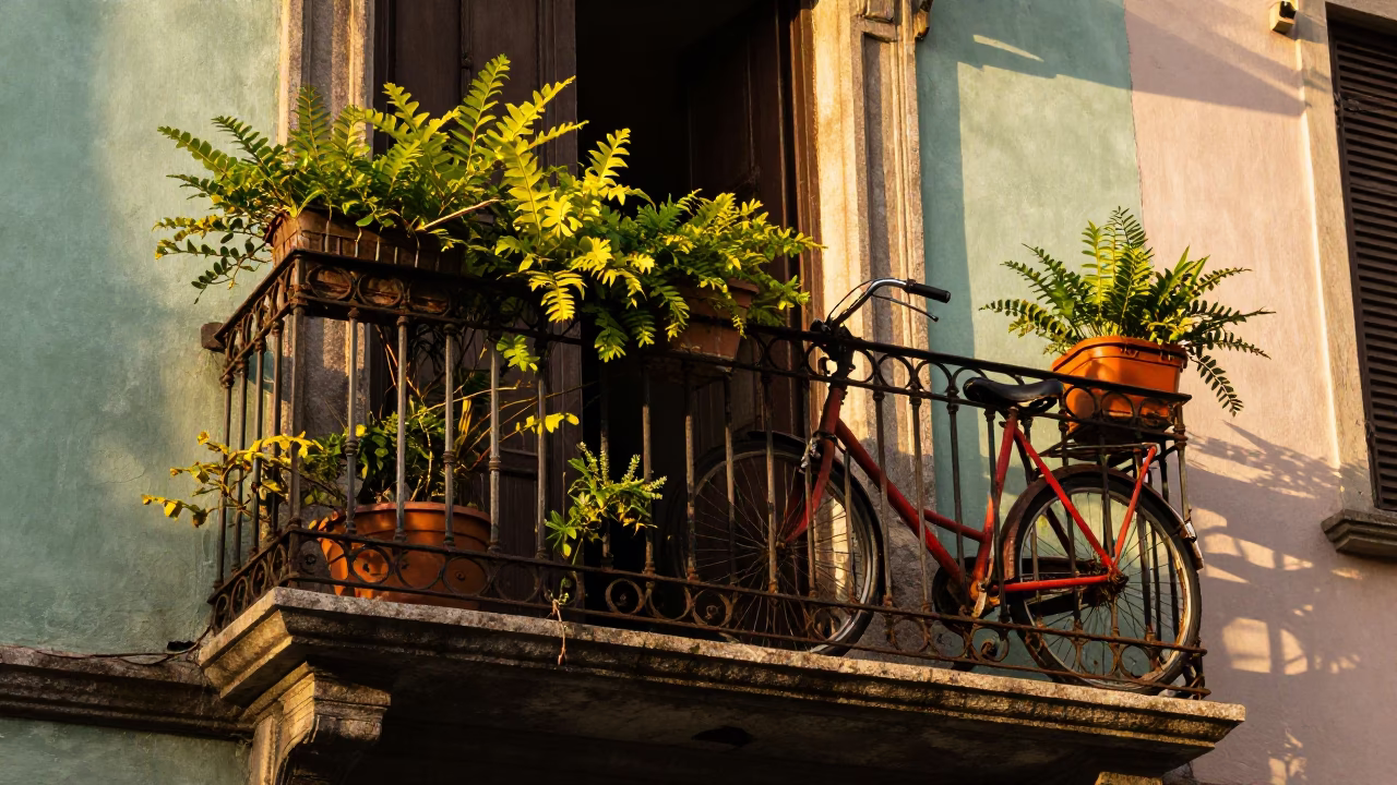 Colorful Balcony in Buenos Aires at The Late Afternoon Light in in Buenos Aires, Argentina