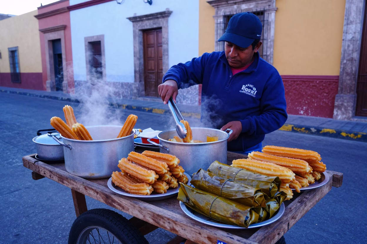 Colorful Breakfast at Sunrise Light in Oaxaca in in Oaxaca, Mexico
