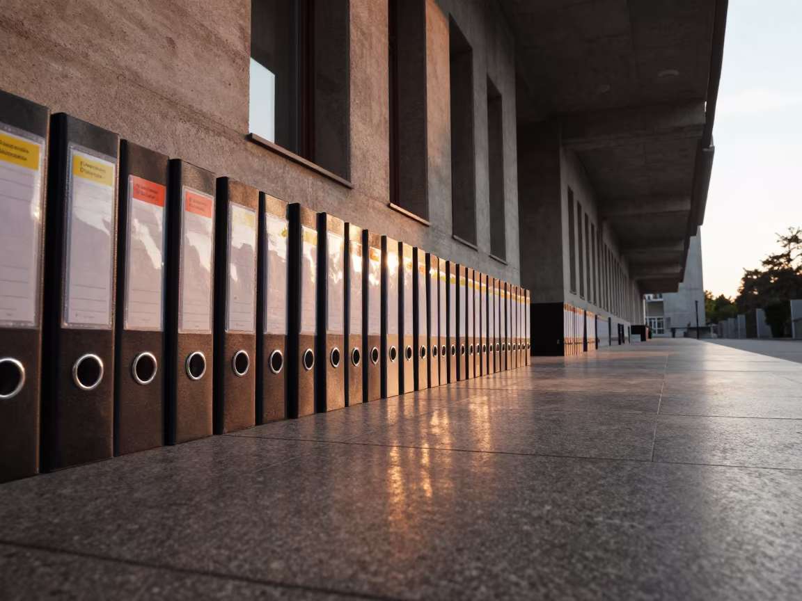 Colorful Budget Tabs in Lviv Courthouse Corridor in in a courthouse corridor near Lviv