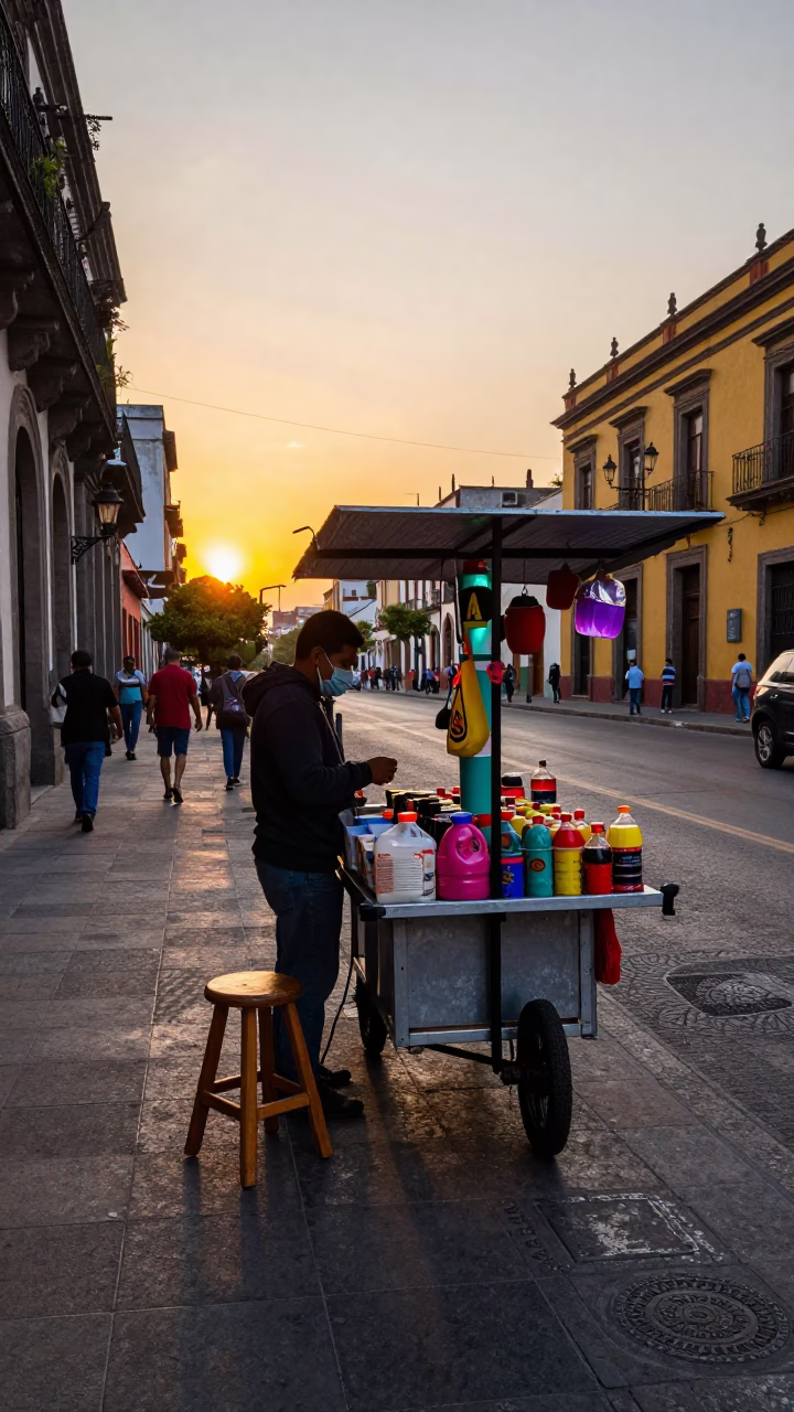 Colorful Cart in Mexico City at Sunset Light in in Mexico City, Mexico
