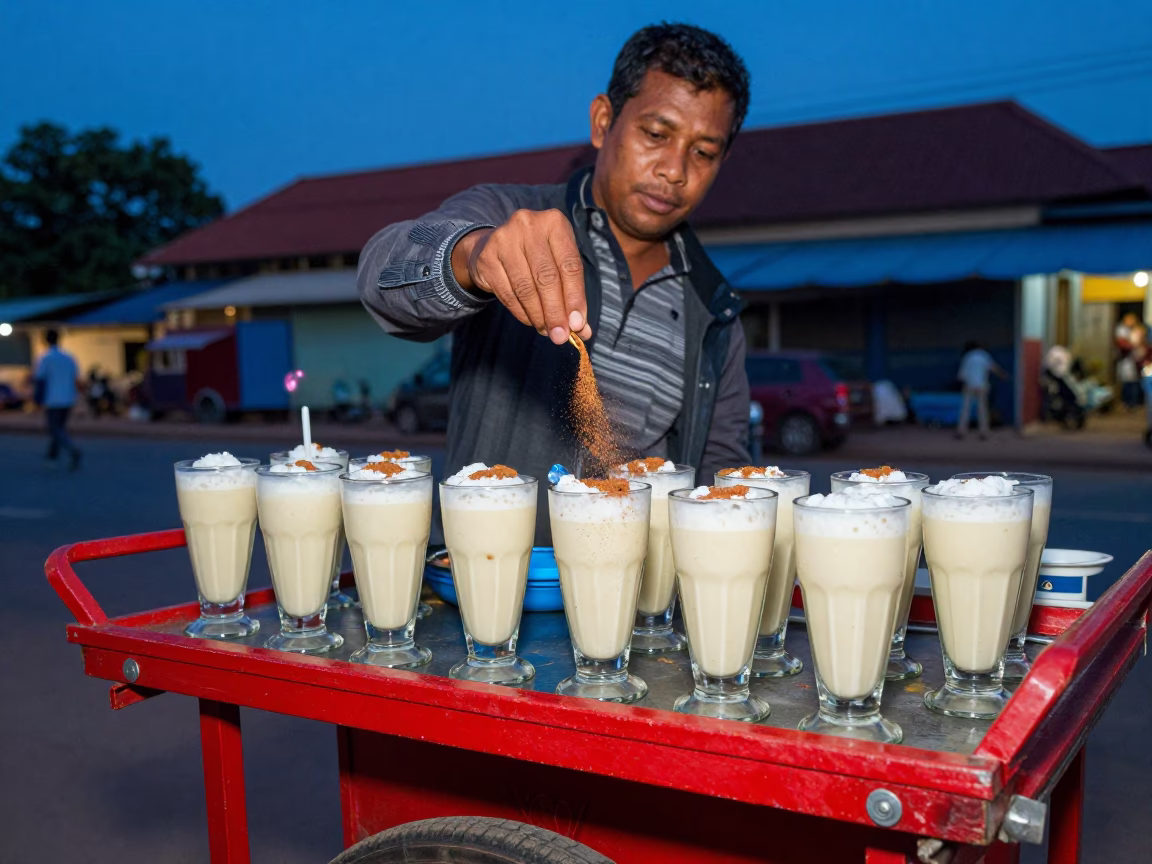 Colorful Cart in Phnom Penh at Twilight in in Phnom Penh, Cambodia