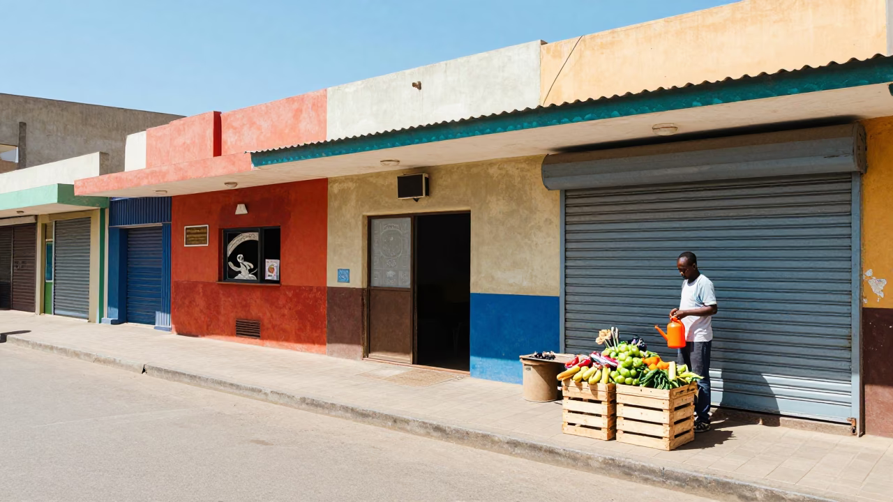 Colorful Durban Street Scene Under Flat Noon Light With Local Details in in Durban, South Africa