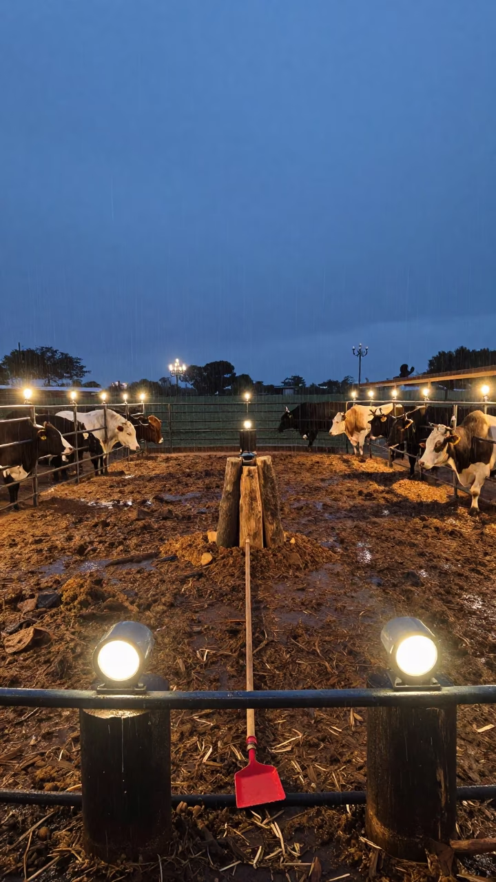 Colorful Dusk Rain in Tarija Cattle Auction Ring in in Tarija