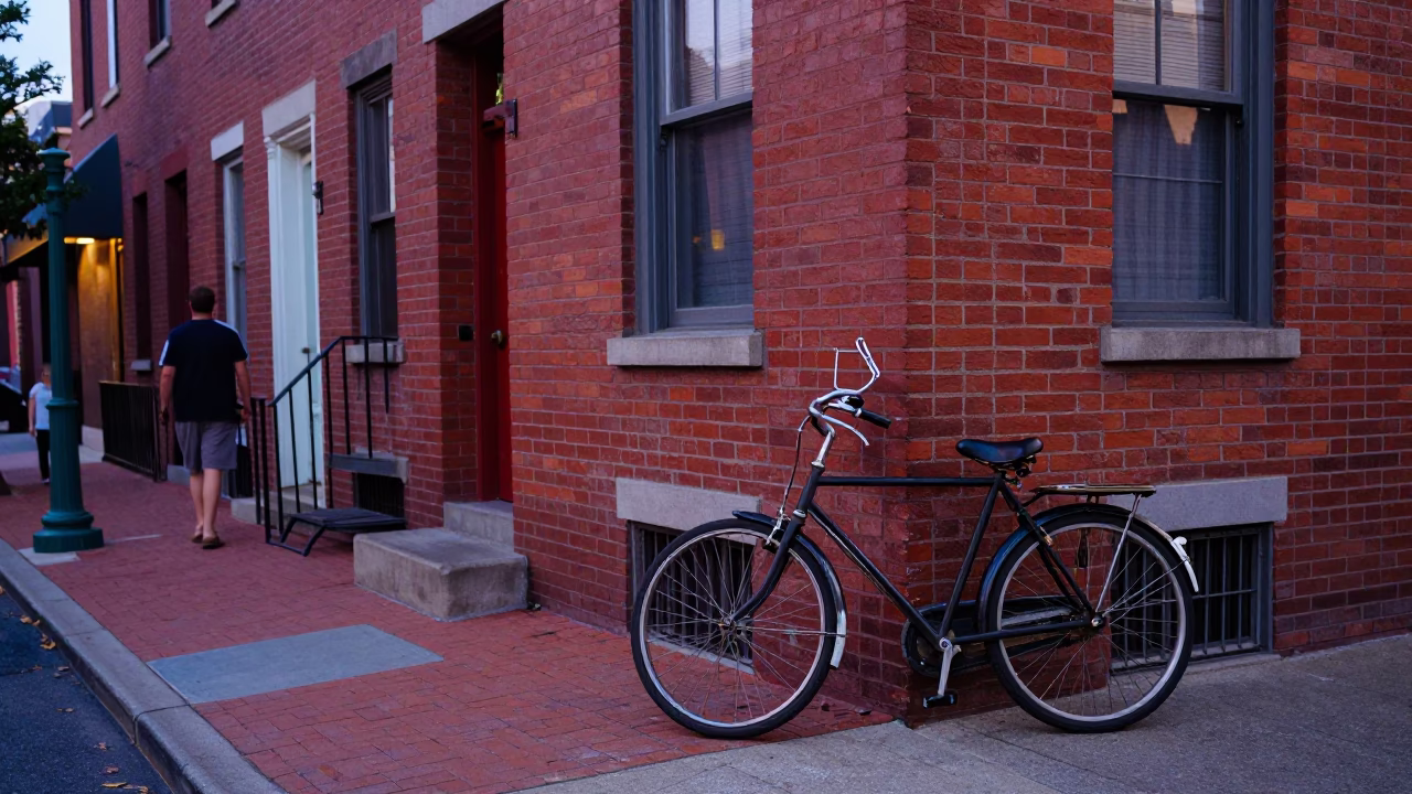 Colorful Early Evening Street Scene in Philadelphia Pennsylvania with Vintage Details in in Philadelphia, Pennsylvania, United States
