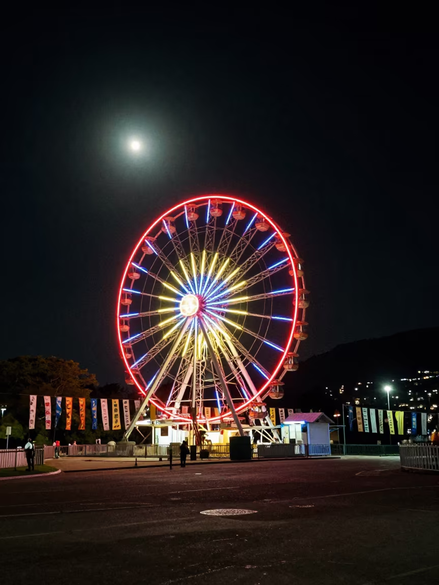 Colorful Ferris Wheel Night Rio Alpine Saddle in from a quiet alpine saddle near Rio de Janeiro