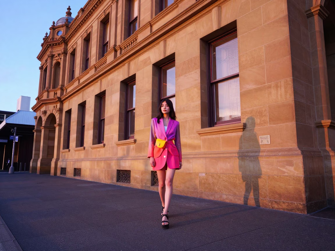 Colorful First Light Dawn in Sydney NSW Australia High Fashion Street Scene in in Sydney, New South Wales, Australia