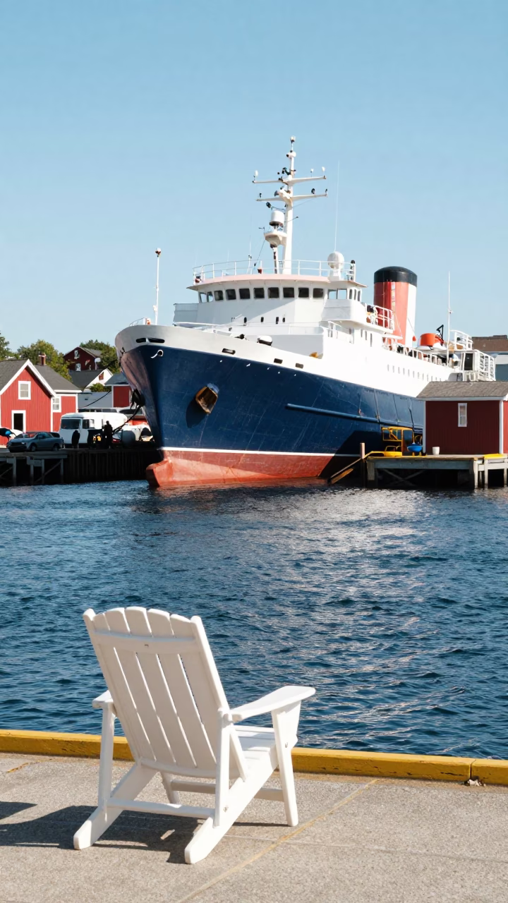Colorful Halifax Harbor Scene with Bright Midmorning Light and Local Maritime Elements in in Halifax, Nova Scotia, Canada